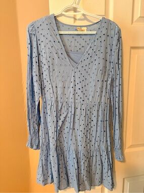 Divided Light Blue Eyelet Dress